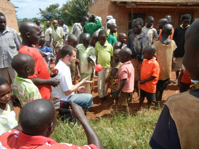 Playing Ball with Children in Mboira, Masindi District, Uganda