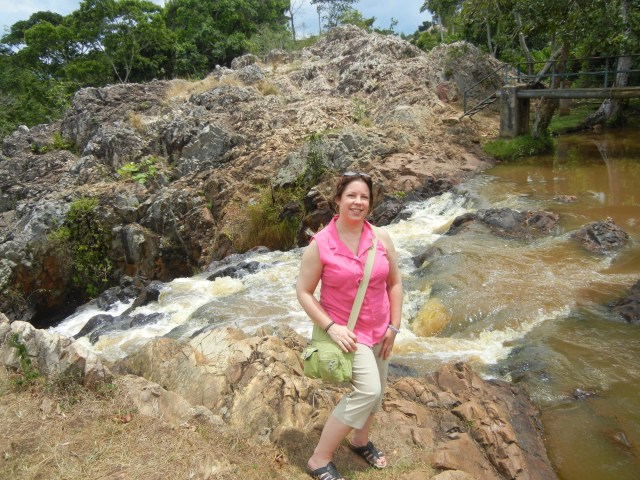 KarenBeth at the top of Ssezibwa Falls near Jinja, Uganda