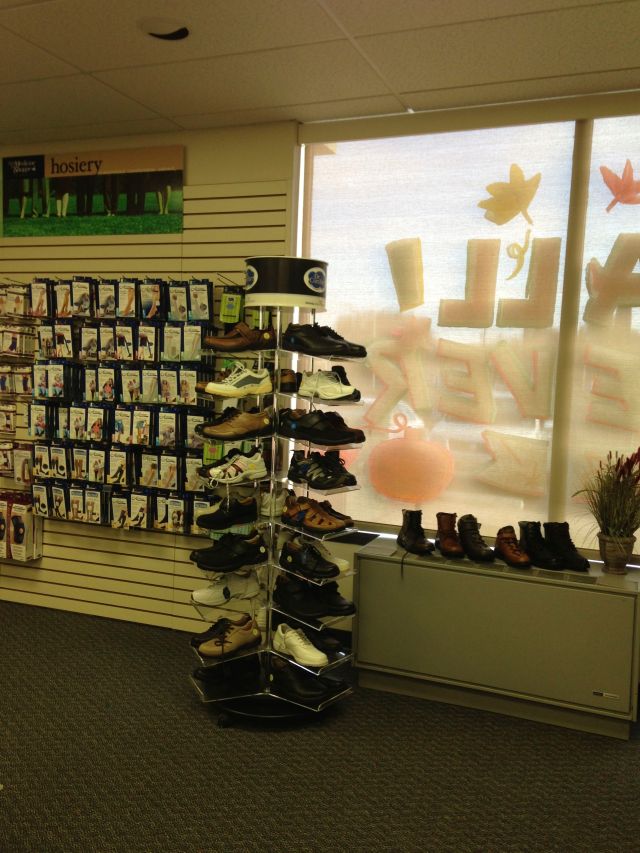 The Orthotic shoes rack at the Wilkes-Barre Medicine Shoppe Pharmacy