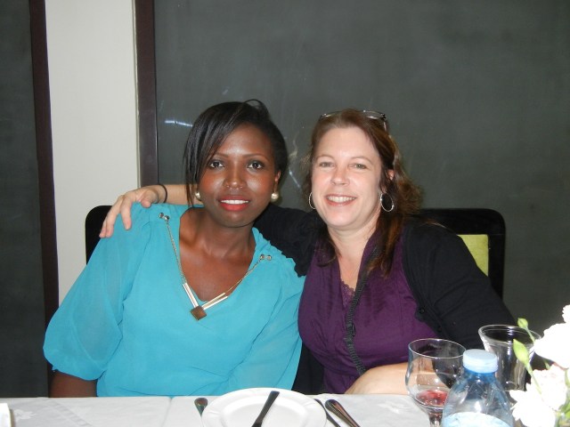 Linda, a Ugandan 4th Year Pharmacy Student, and me at a farewell dinner.
