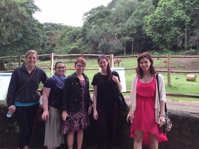 Hanna, Lizzie, Amanda, Stacy, and Kristen (Left to Right)- Check out the baby elephant in the background!