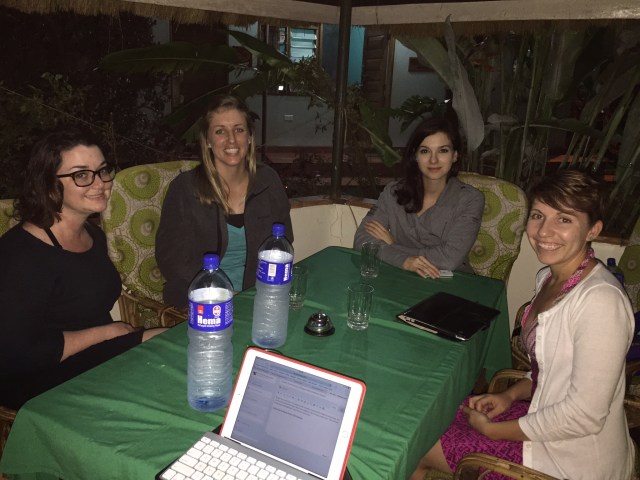 Eating dinner at New Court View Hotel, Masindi, Uganda- it was a delicious meal