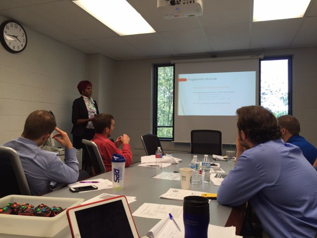 Cathy presents information about Pharmacy Education in Uganda to American pharmacy students at Wilkes (note the chocolate cupcakes-we were celebrating her birthday)