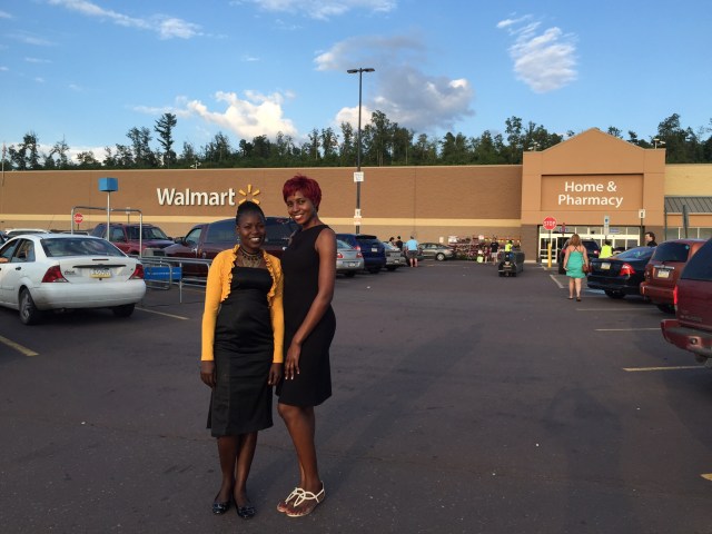 Gonsha and Cathy outside Walmart