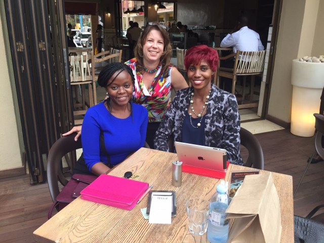 Winnie, KarenBeth, and Cathy catch-up and plan for the Hospital Experiences over lunch