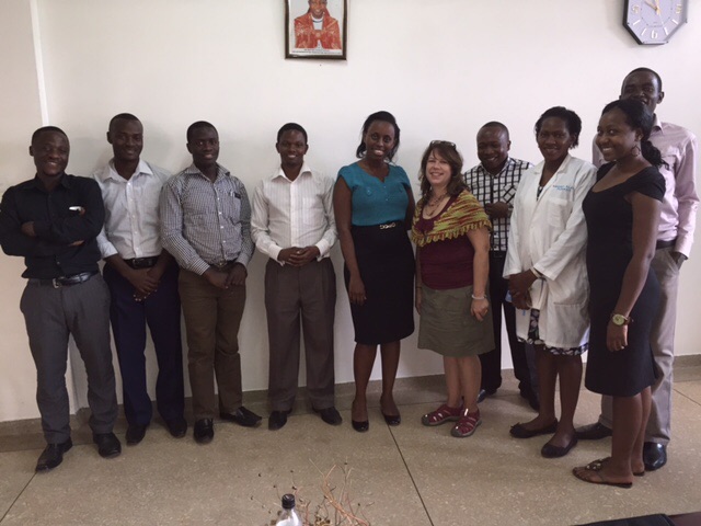 Carol, the Mengo Hospital Pharmacist, and her Interns after our discussion on Pharmaceutical Care