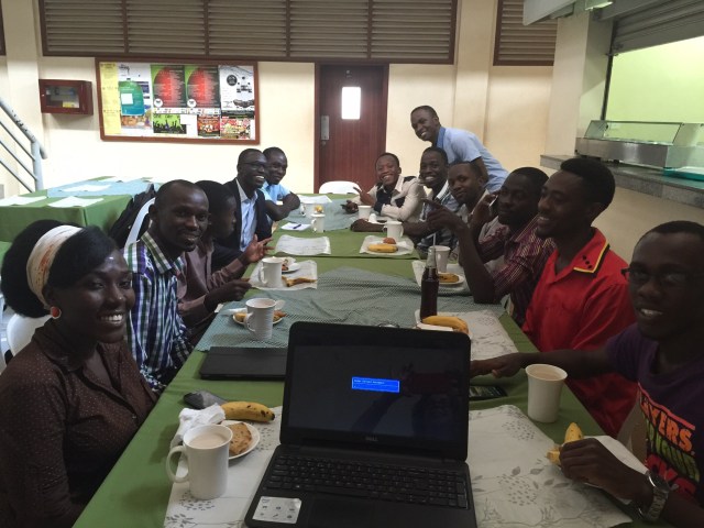 A gathering of students to say goodbye and "thanks" to me. 